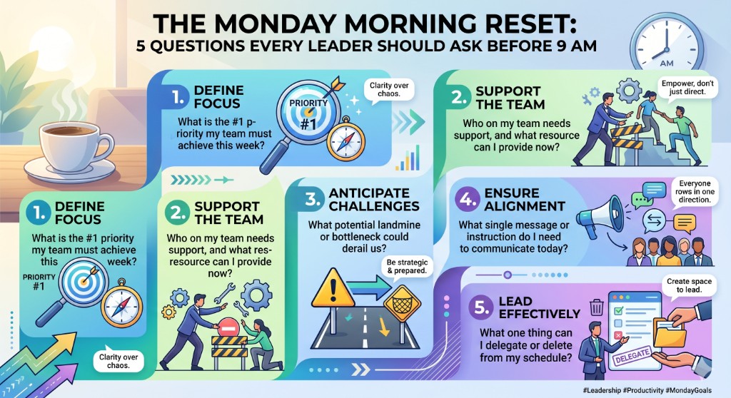 Executive reviewing a focused Monday-morning operating dashboard